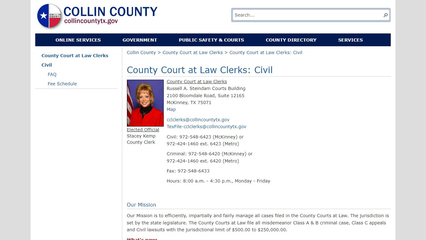 County Court at Law Clerks: Civil - collincountytx.gov